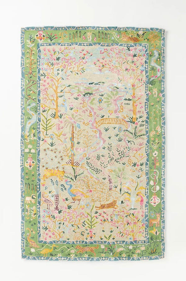 Anthropologie Hand-Tufted Tales Menagerie Rug | Handmade Wool & Silk Area Rugs For Living Room Bedroom Aesthetics Home Décor Custom Large Rugs
