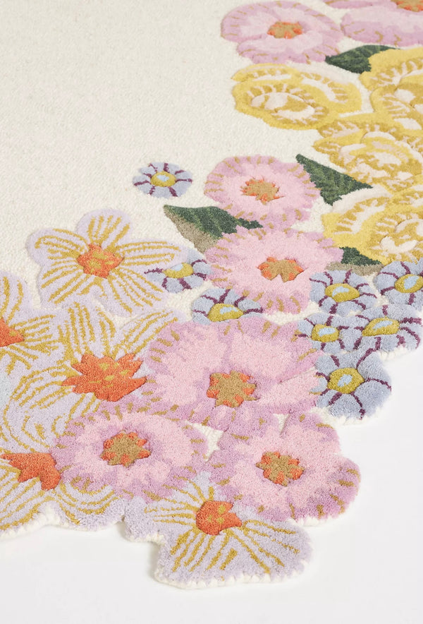 Anthropologie Hand-Tufted Josephine Rug | Handmade Wool flower Area Rugs For Living Room Bedroom Aesthetics Home Décor Custom Large Rugs