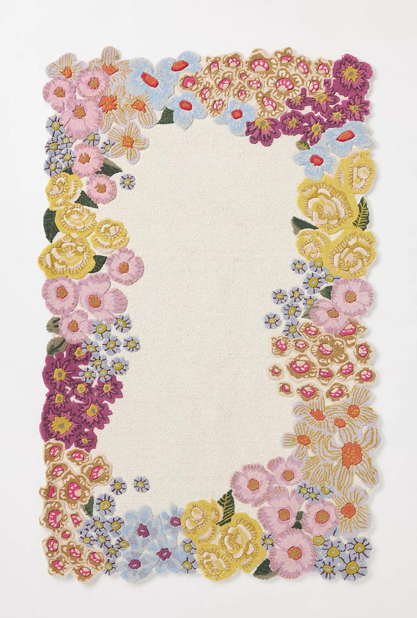 Anthropologie Hand-Tufted Josephine Rug | Handmade Wool flower Area Rugs For Living Room Bedroom Aesthetics Home Décor Custom Large Rugs
