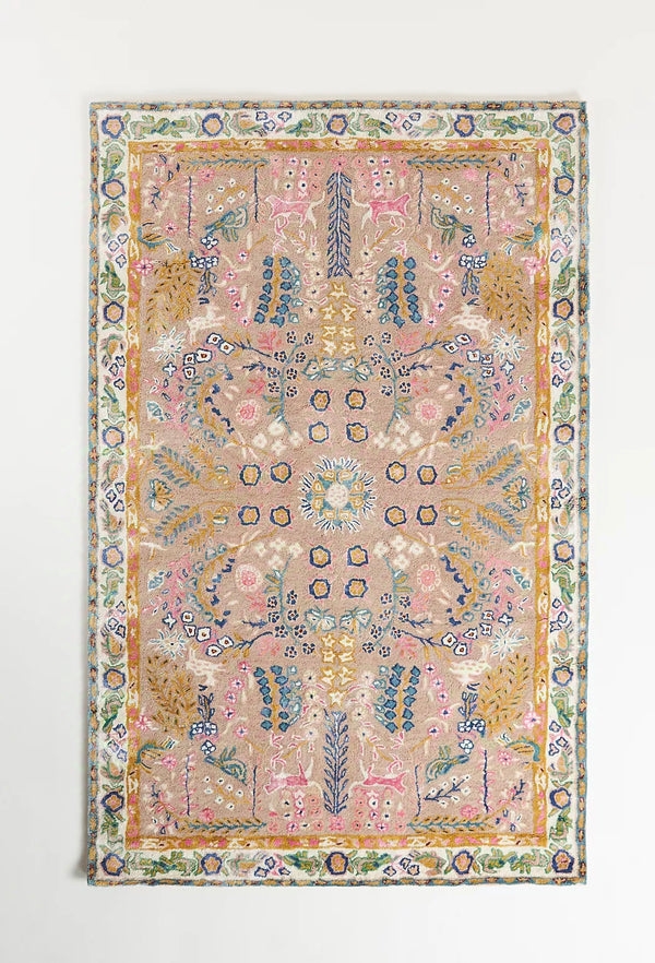 Vintage-Inspired Averi Floral Area Rug Brand New Floral Multicolored Rug | Woolen Handmade Area Rugs For Living Room Bedroom Aesthetics Home Décor Rugs