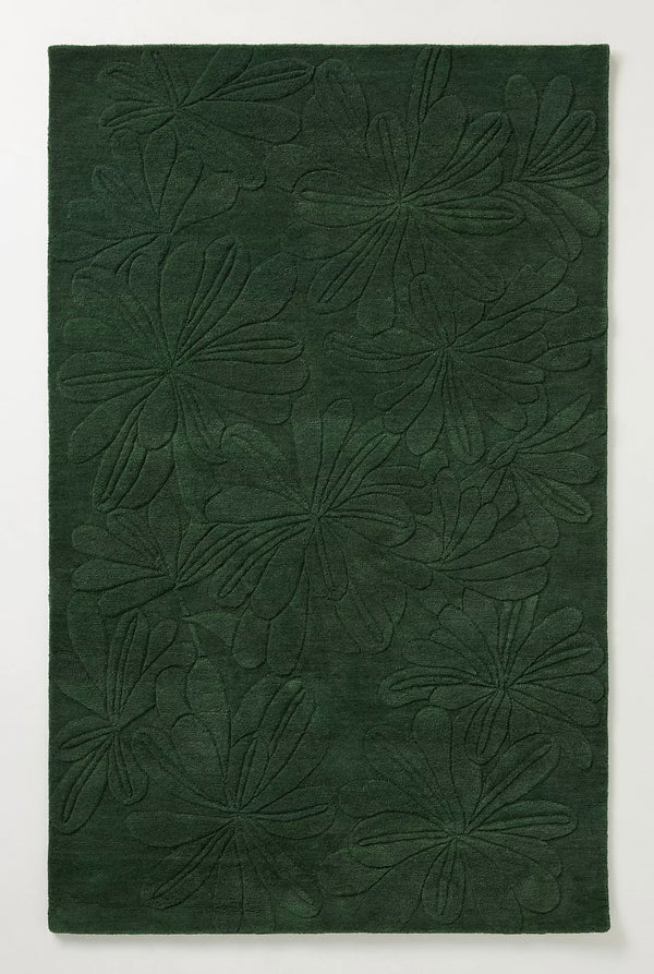 Anthropologie Hand-Tufted Sculpted Daisy Green Floral Rug | Woolen Handmade Area Rugs For Living Room Bedroom Aesthetics Home Décor Custom Large Rugs