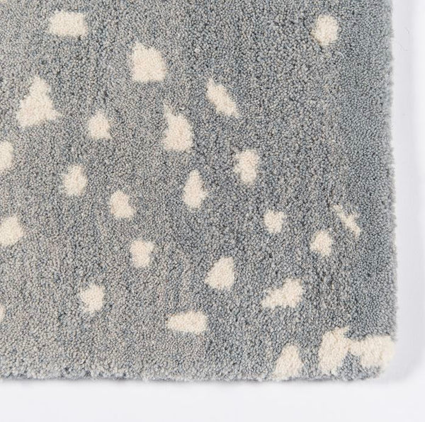 Hand-Tufted Wool Rug – Soft Gray-Blue with White Speckled Pattern | Modern Neutral Area Rug | Nature-Inspired Deer Hide Design Rug