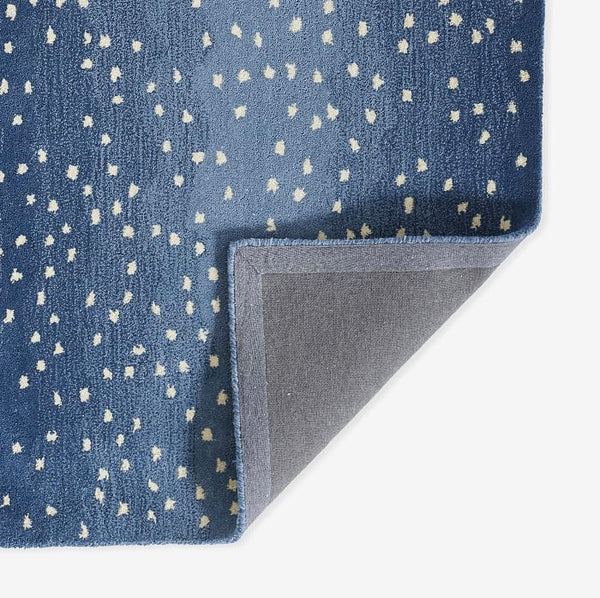 Hand-Tufted Wool Rug – Blue with White Speckled Pattern | Modern Designer Area Rug | Nature-Inspired Deer Hide Effect Rug
