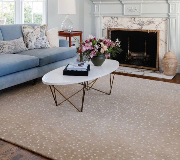 Hand-Tufted Wool Rug – Beige with White Speckled Pattern | Modern Neutral Area Rug | Minimalist Deer-Inspired Design Rug