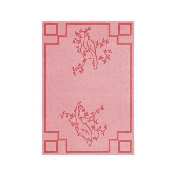 Chinoiserie Hand-Tufted Scarlet Pink Rug | Handmade Wool Area Rugs For Living Room Bedroom Aesthetics Home Décor Custom Large Rugs