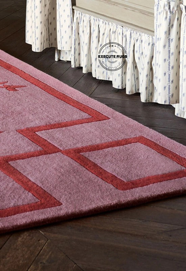 Chinoiserie Hand-Tufted Scarlet Pink Rug | Handmade Wool Area Rugs For Living Room Bedroom Aesthetics Home Décor Custom Large Rugs