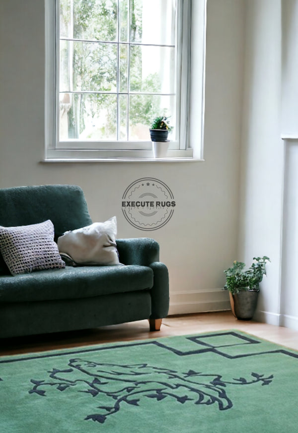 Chinoiserie Hand-Tufted Parrot Green Rug | Handmade Wool Area Rugs For Living Room Bedroom Aesthetics Home Décor Custom Large Rugs