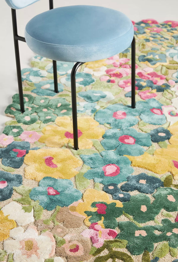 Anthropologie Hand-Tufted Cassia Golden Yellow Rug | Handmade Multicolored Wool & Silk Area Rugs For Living Room Bedroom Aesthetics Home Décor Custom Large Rugs