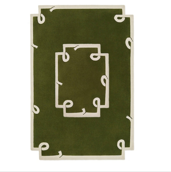 Modern Hand-Tufted Rug –Olive Green With Ivory Accents Handmade Wool Area Rugs For Living Room Bedroom Aesthetics Home Décor Rugs
