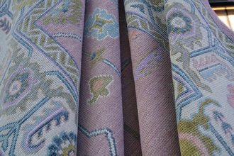 Modern Oushak Rug – Ivory Border & light Pink Accent Rug Handmade Turkish Knots | Colorful Wool Area Rugs For Any Room